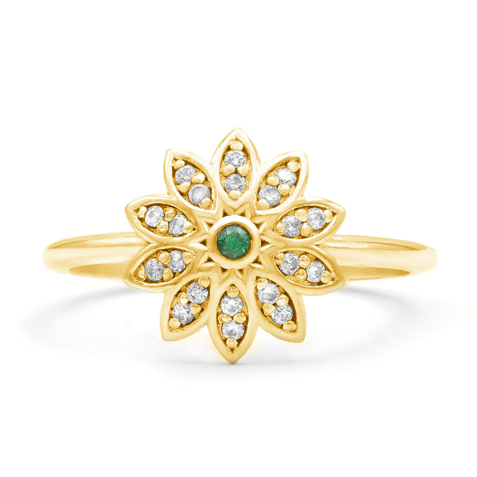 Thumbnail: Emerald and Diamond Flower Ring