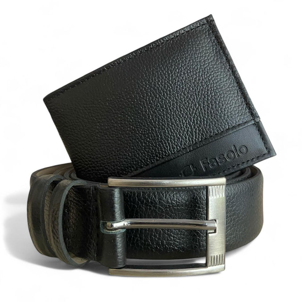 Miniatura: Kit Cinto Social e Carteira Pequena - Couro Legítimo - Fasolo