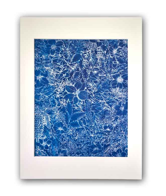 Affiche cyanotype "Noël" avec passe partout
