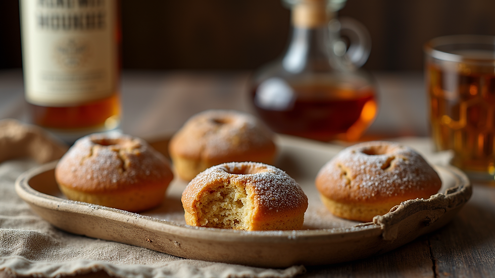 High angle view of a Southern-inspired dessert table with bourbon treats