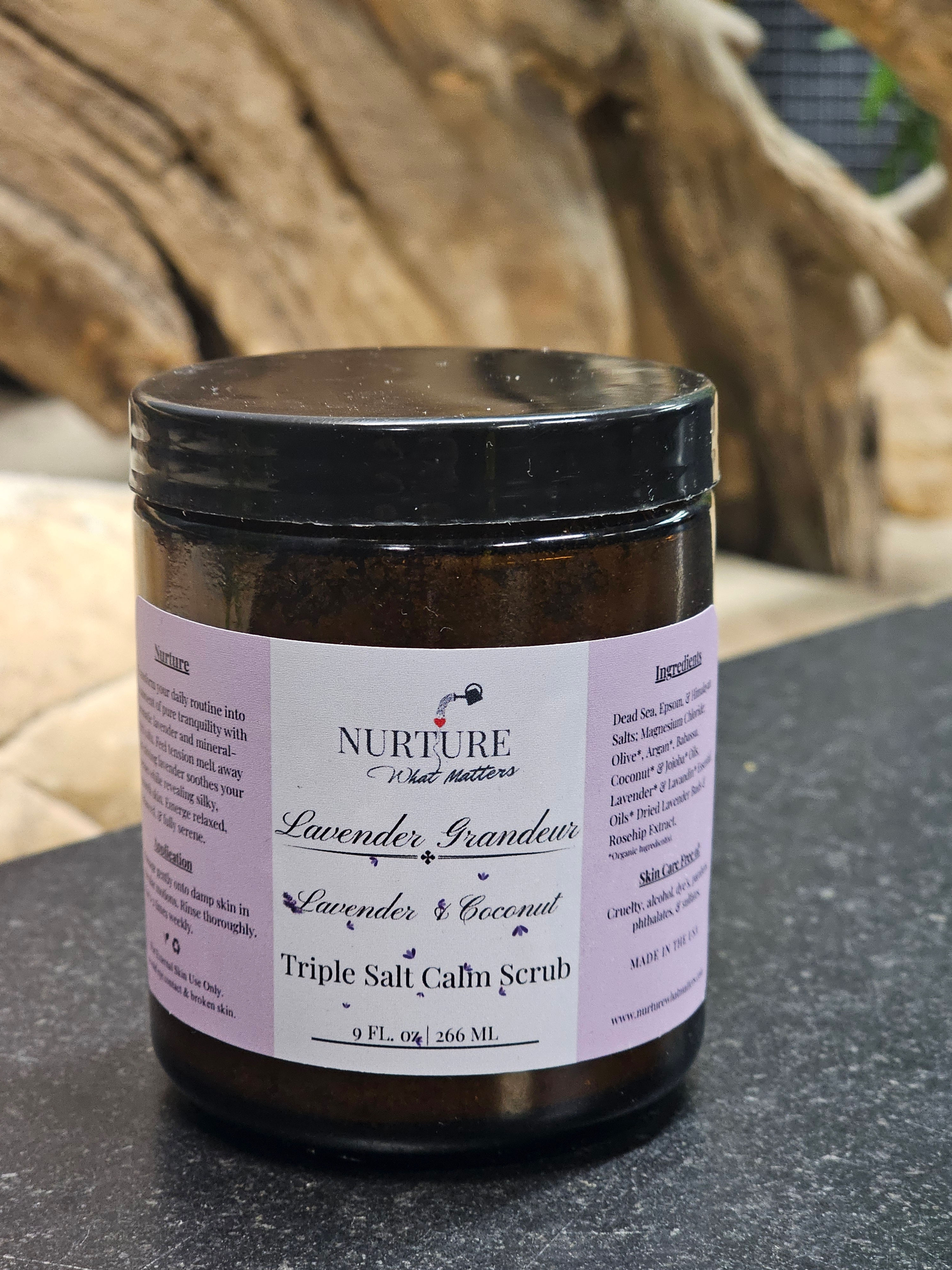 Lavender Grandeur Organic Triple Salt Calm Scrub