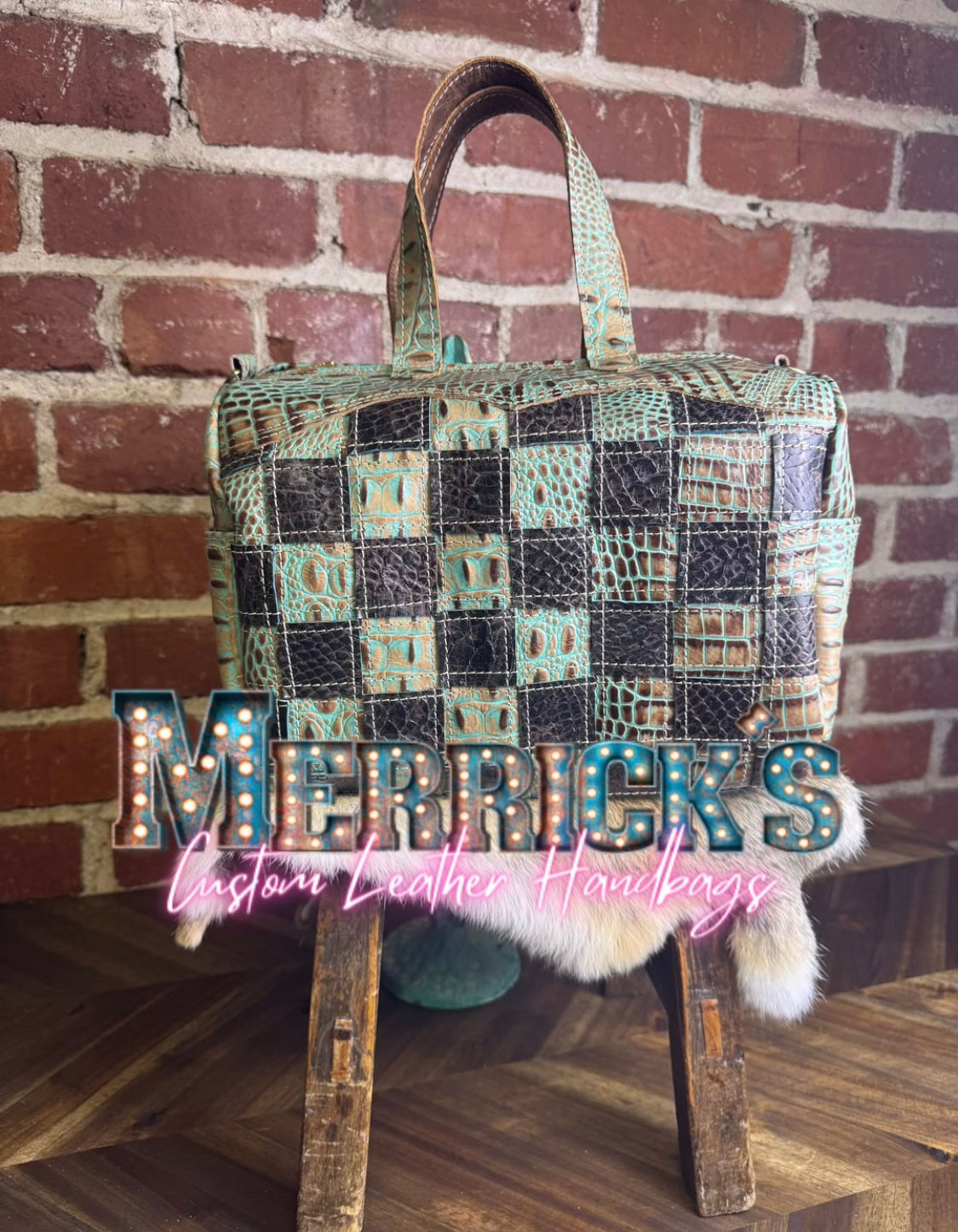 Barrel Bag - Patchwork Mint Croc