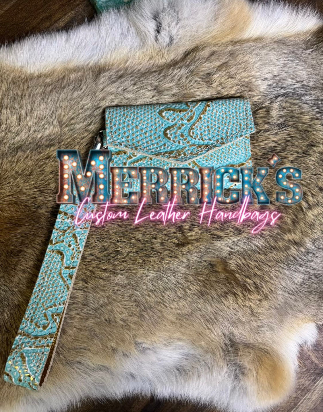 Baby Envelope Wristlet - Turquoise Snake 