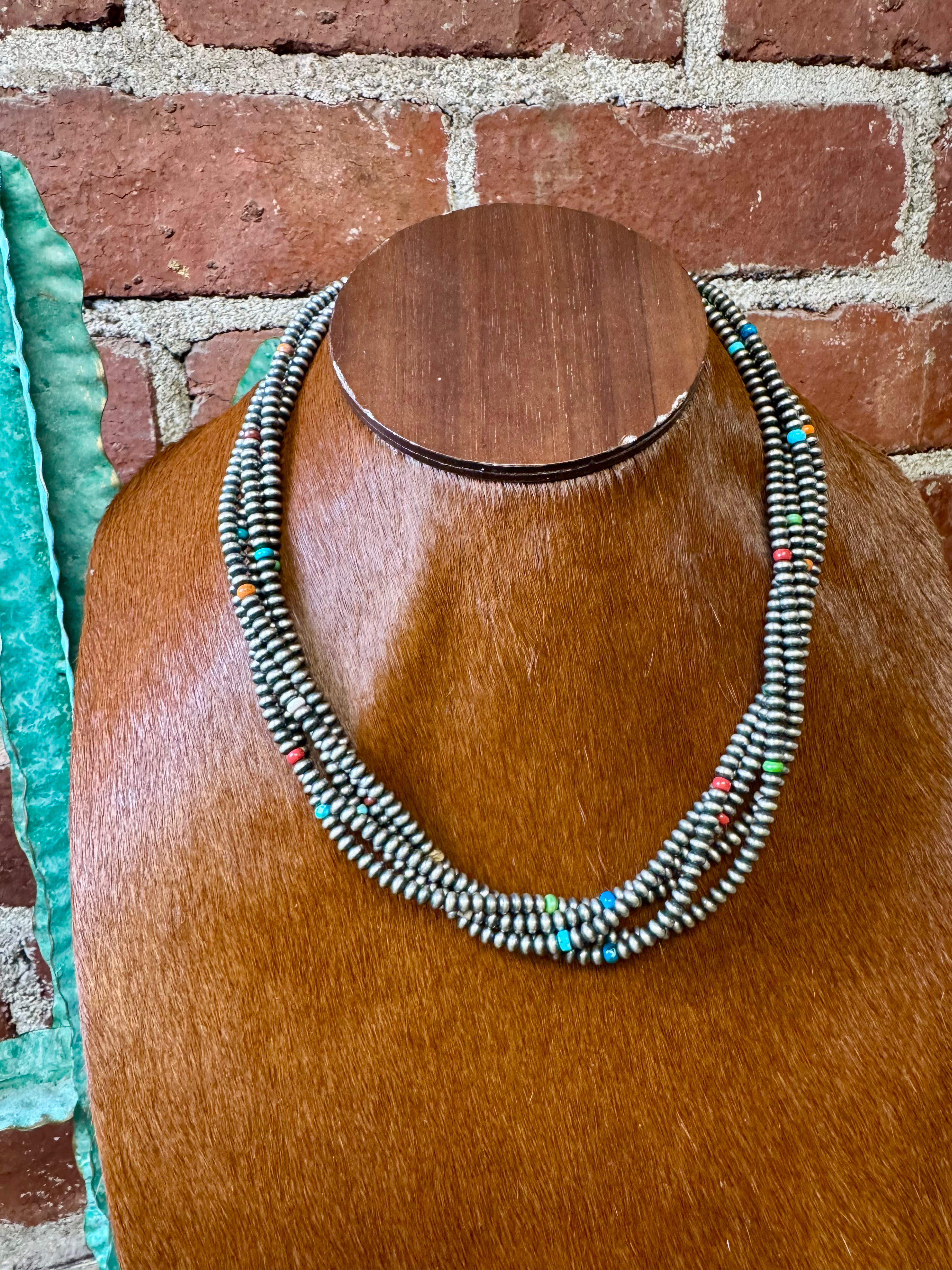 Necklace - 20” NP Multi Strand & Stone 