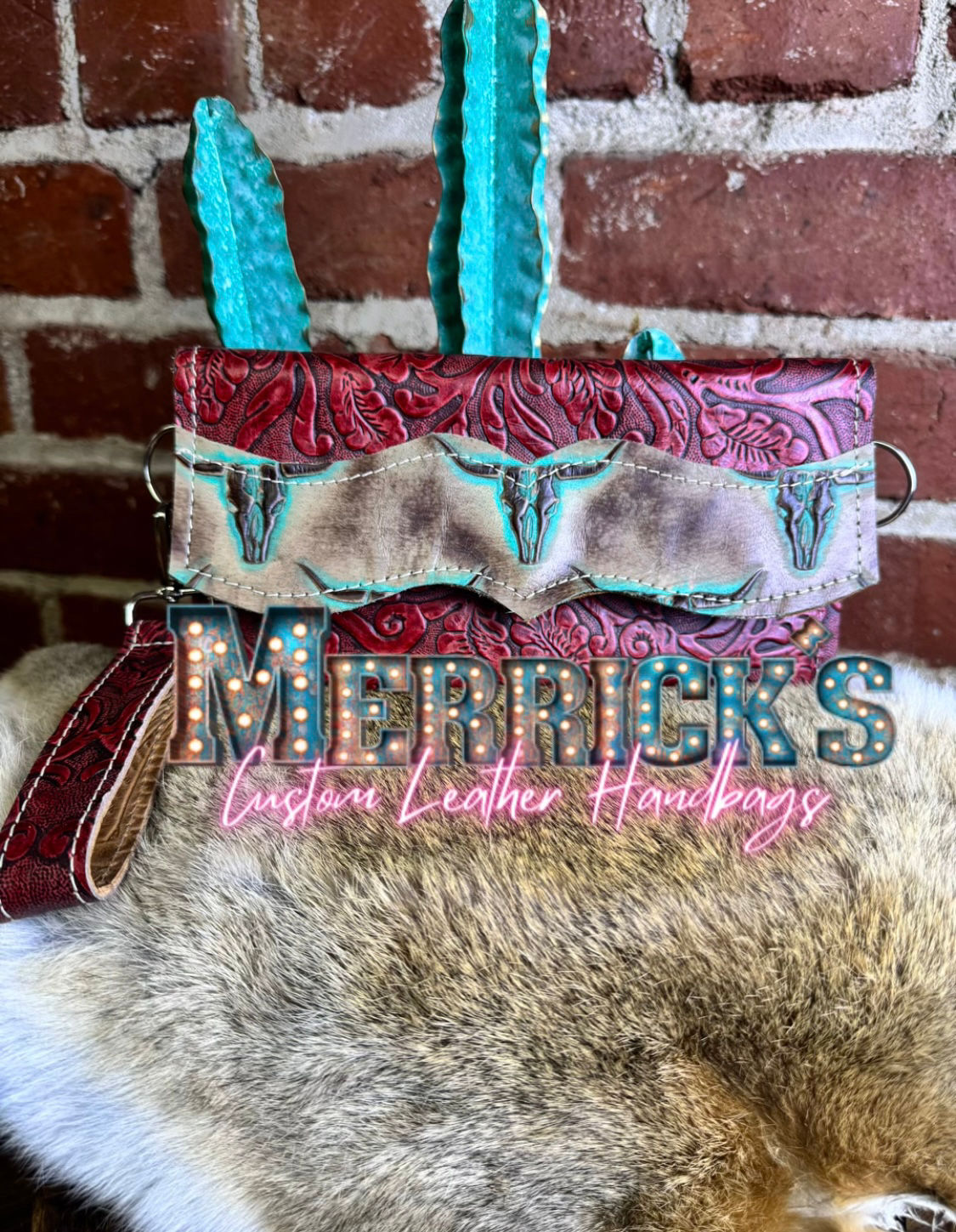 The Rodeo - Red Floral/Turquoise Bulls