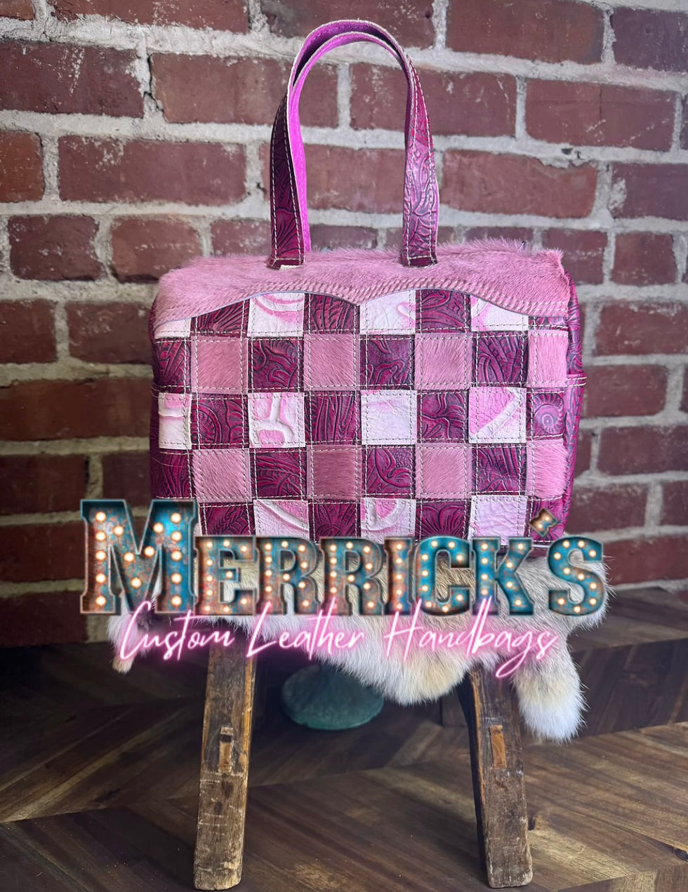 Thumbnail: Barrel Bag - Patchwork Raspberry Floral