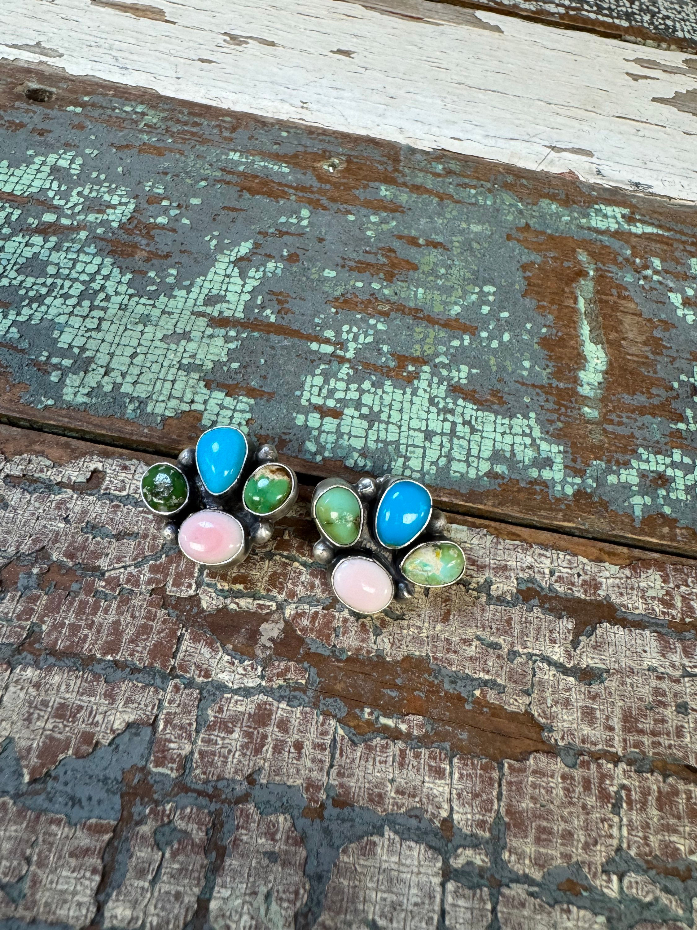 Earring - Mixed Stone Cluster 