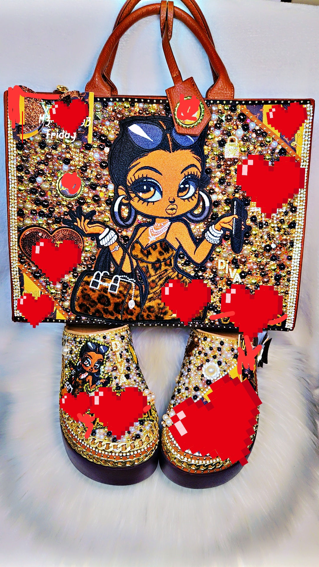 Blinged Customized Bag & Croc Set