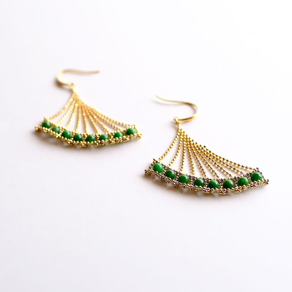 縮圖：翡翠ピアス  【YURARI】96161