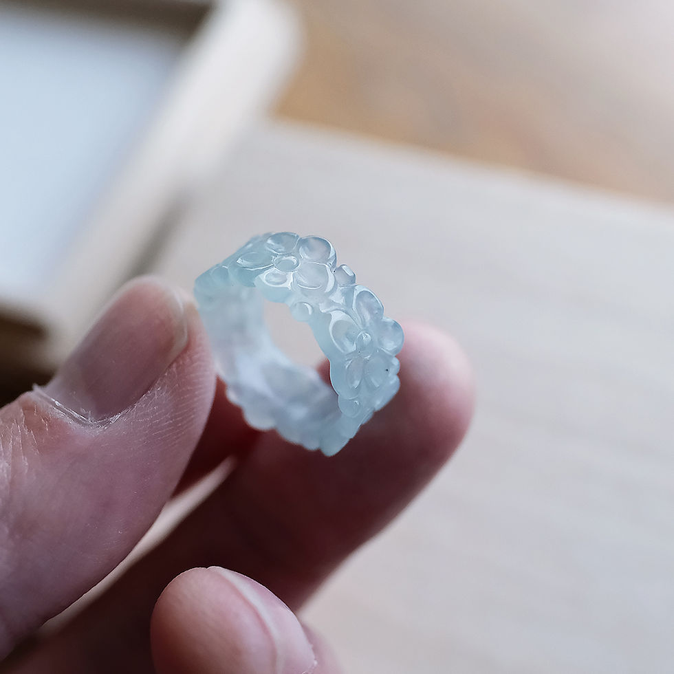 サムネイル： 翡翠リング『WATER BLUE FLOWERS』#10 98994