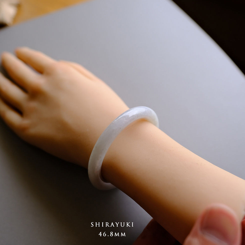 縮圖：翡翠バングル 46.8mm『SHIRAYUKI』99913 Jadeite Bangle