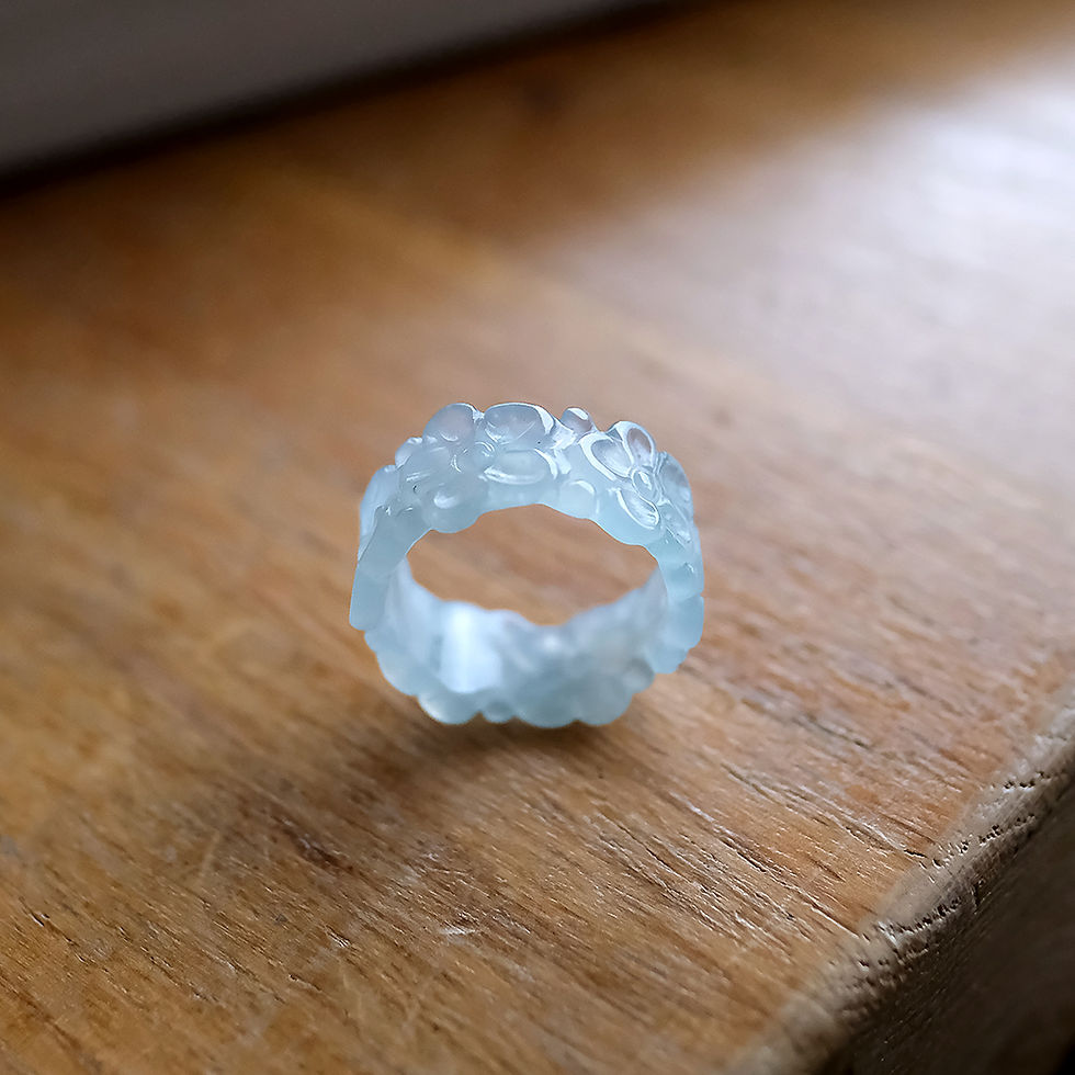 サムネイル： 翡翠リング『WATER BLUE FLOWERS』#10 98994