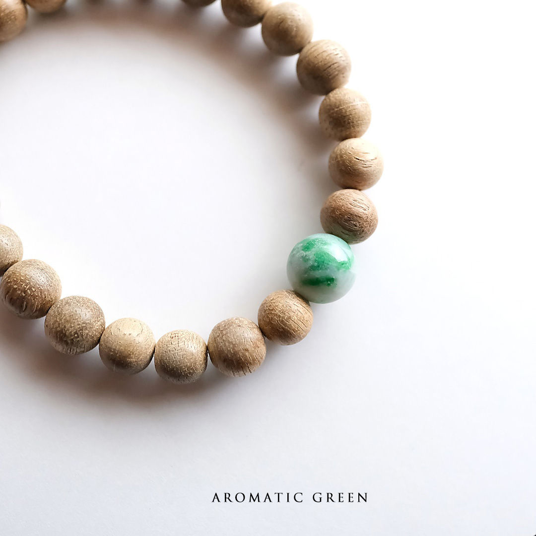 翡翠×沈香ブレスレット【AROMATIC GREEN】99266