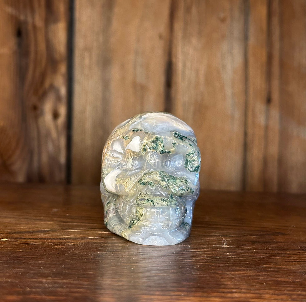 Thumbnail: 3" Moss Agate Crystal Skull
