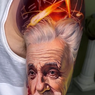 Albert Einstein | Straight Lines Tattoo