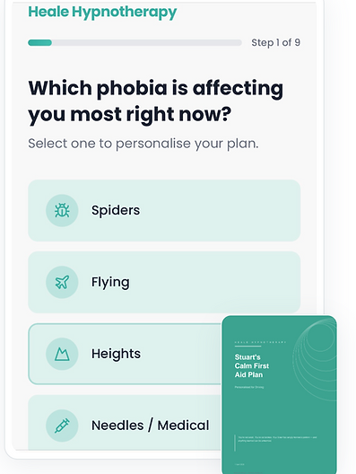 Preview of the personalised Phobia First Aid Plan quiz results