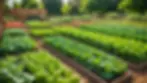 Eye-level view of a vibrant vegetable garden