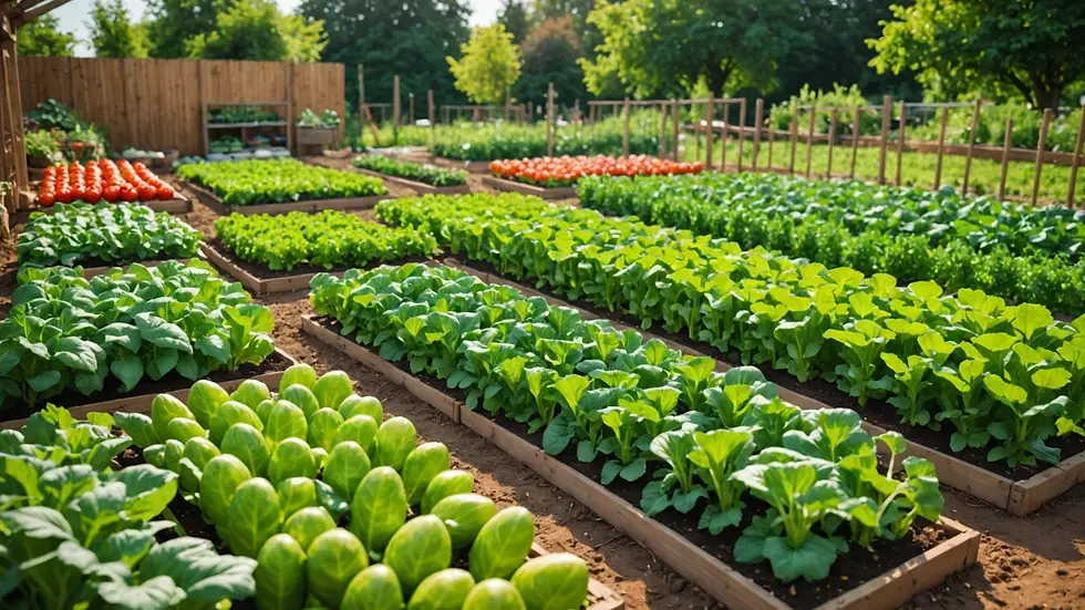 Eye-level view of a vibrant vegetable garden