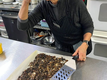Roasted Blue Oyster mushrooms are a delicious snack!