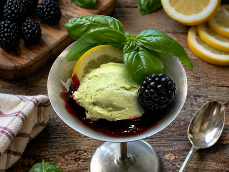 a dish of lemon basil nice cream will set a new, higher bar of what a summer dessert can be