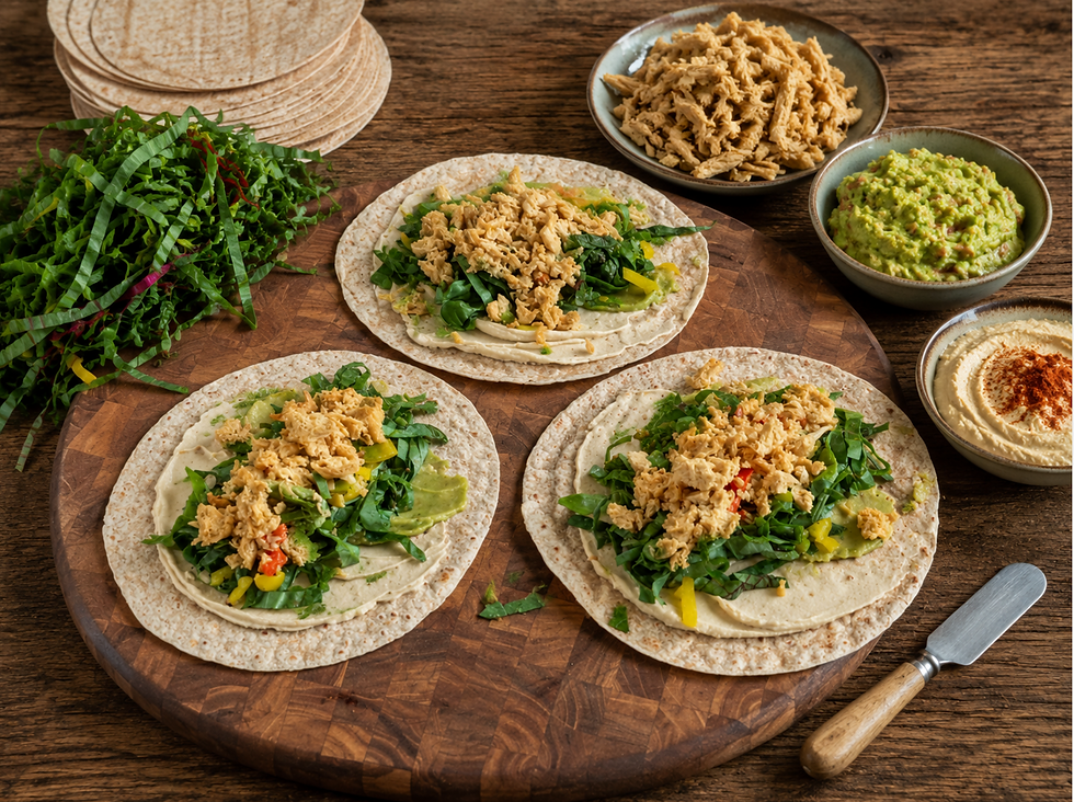 Open Garden wraps being filled with ingredients