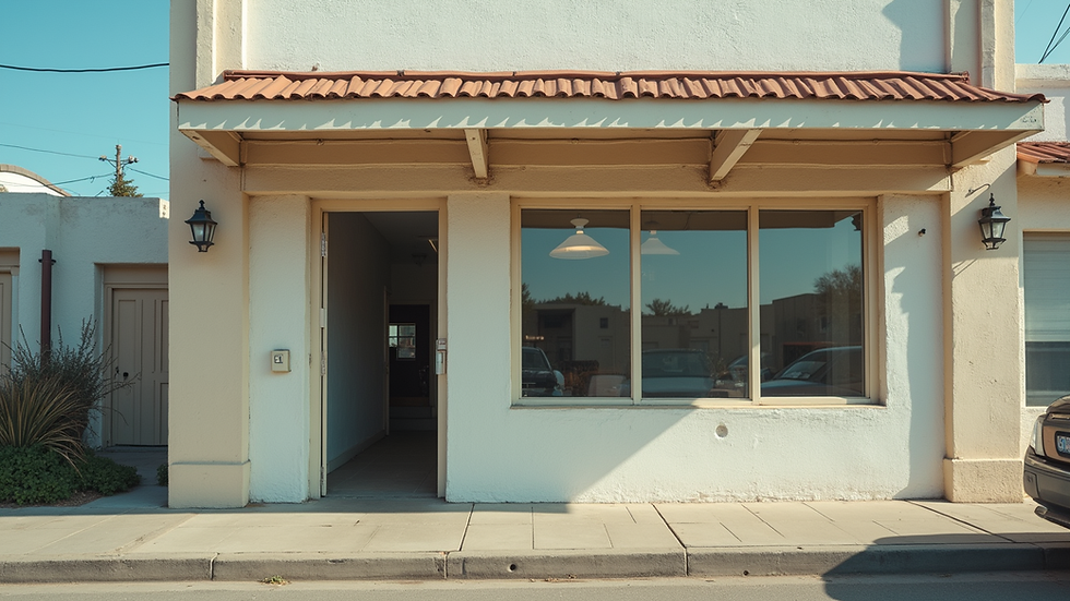 Eye-level view of a freshly painted commercial building exterior