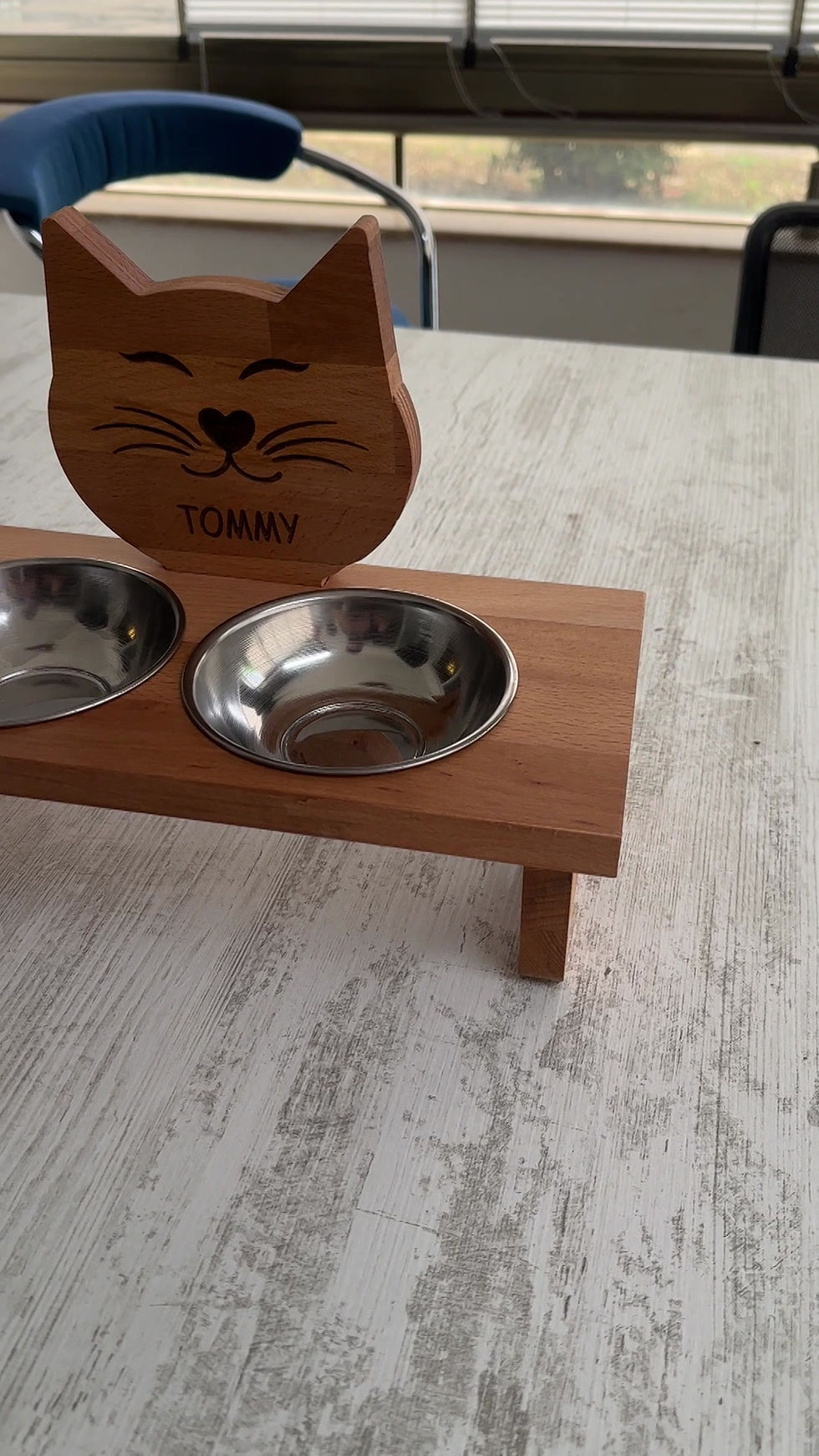 Thumbnail: Customizable Wooden Cat Food Bowl Stand 2 Pieces