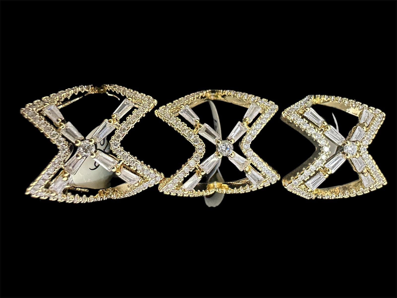 Anillo cruzado cristal 14k