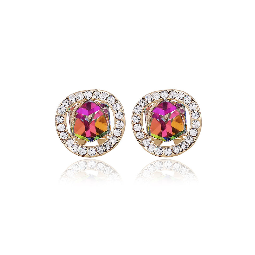 Thumbnail: Bridal Necklace and Earring Set with Crystal Pendant
