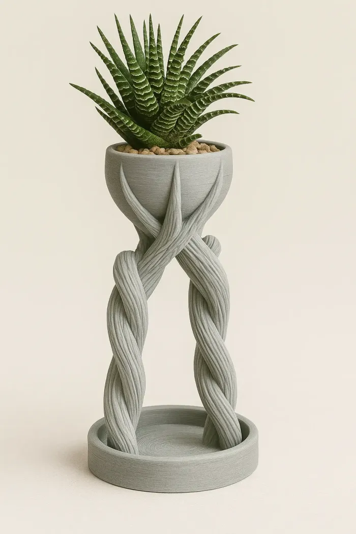 Örgü Desenli Dekoratif Saksı