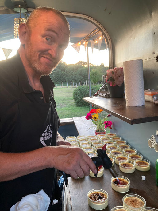 The creme brulee's are ready! Crazy diamond food truck, mobile bar and catering for weddings and private events in the Dordogne, France.
