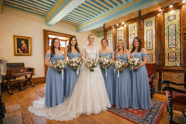 French wedding chateau in the Correze bridal party