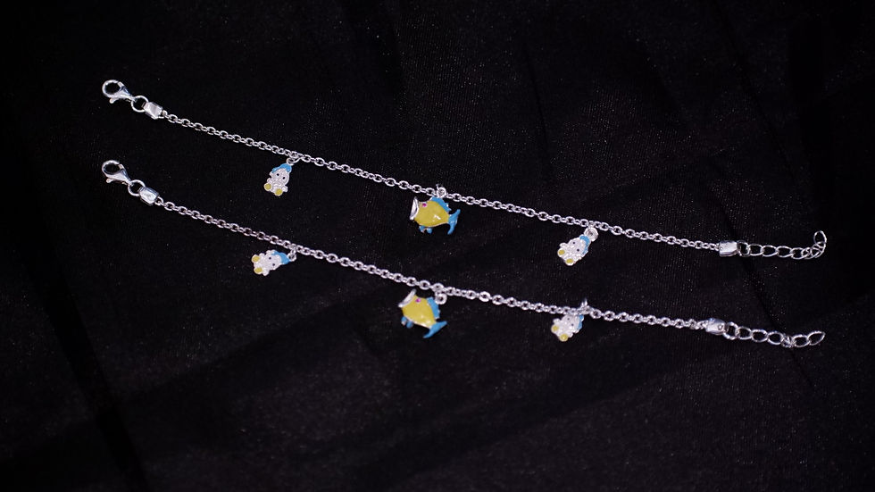 925 Silver Yellow Fish Bracelet / Anklet for kids