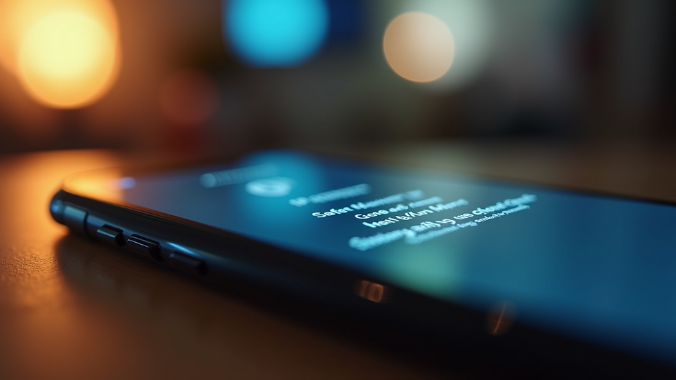 Close-up view of a smartphone screen showing a safety alert notification