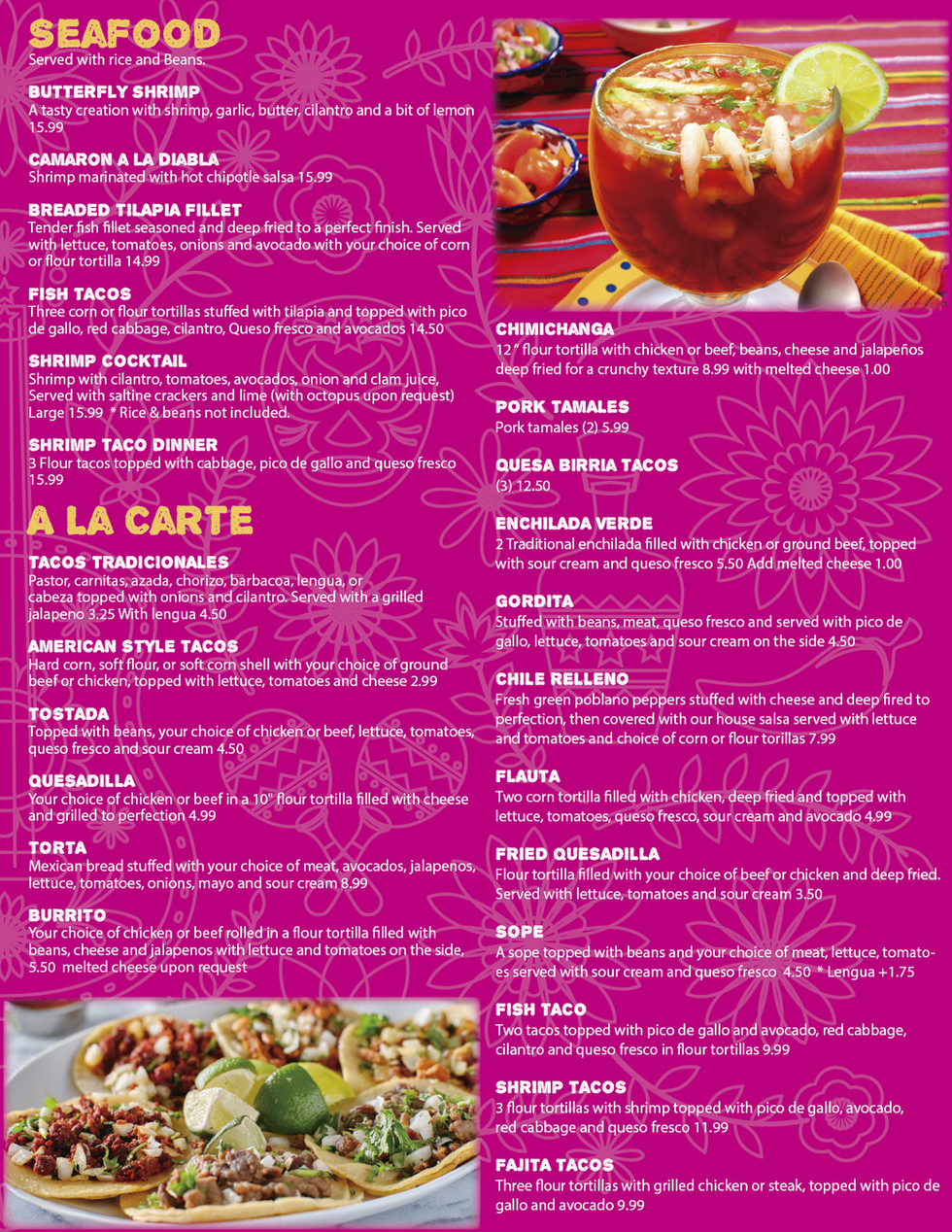 Jalapenos Mexican Restaurant Pontiac Menu