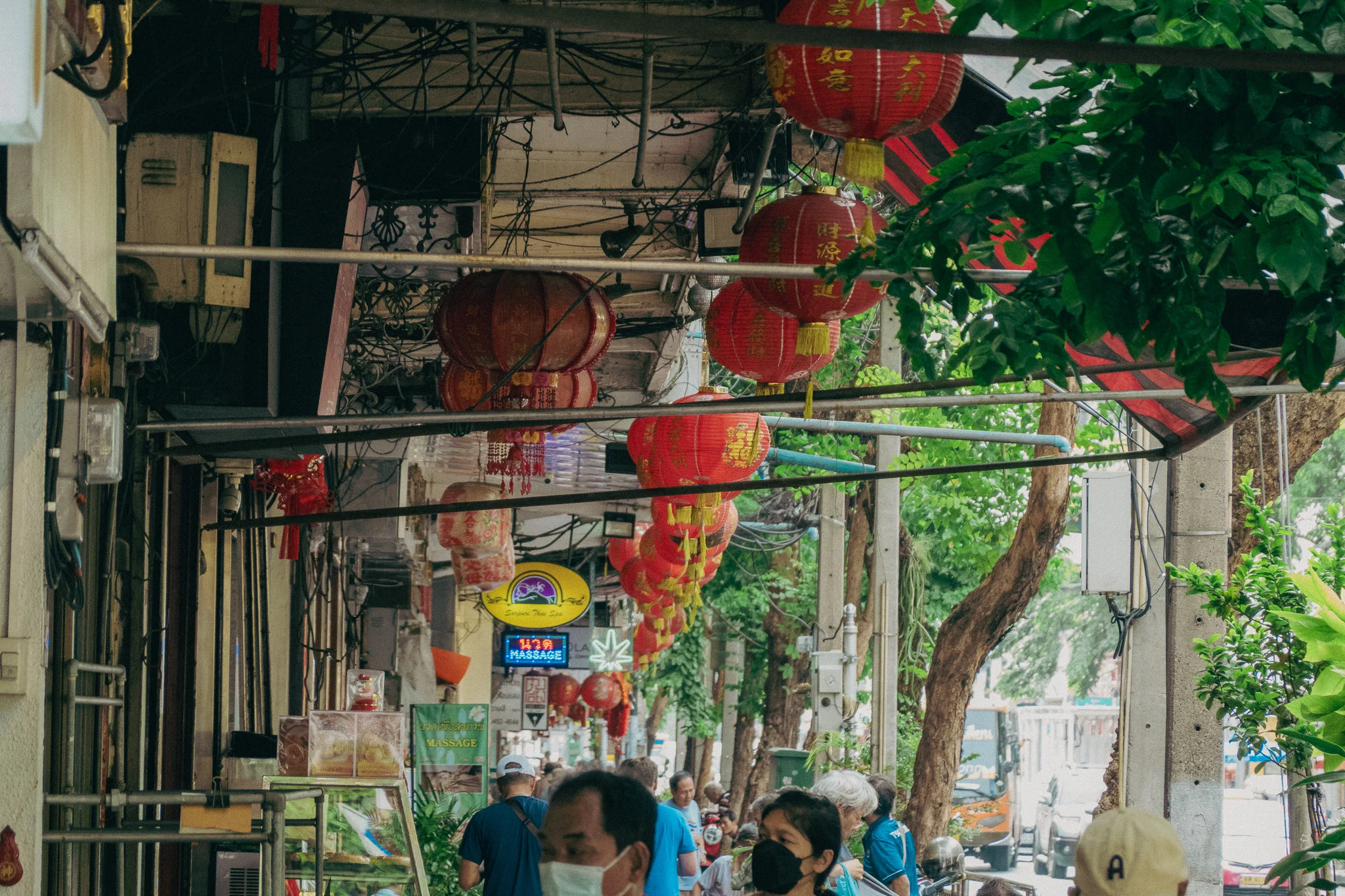 Market sidewalk in the city of Bangkok Thailand