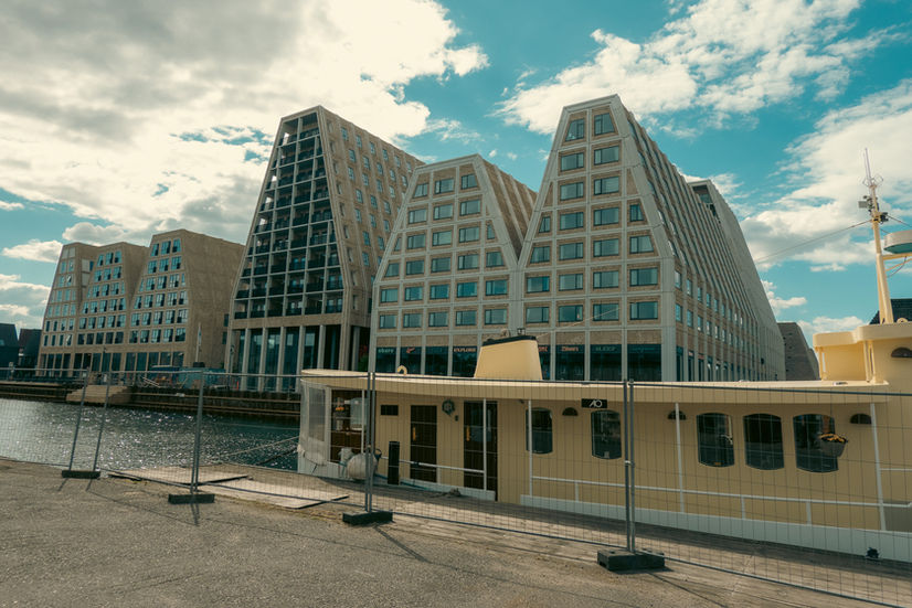 stylish buidlings along a river in Copenhagen, Denmark