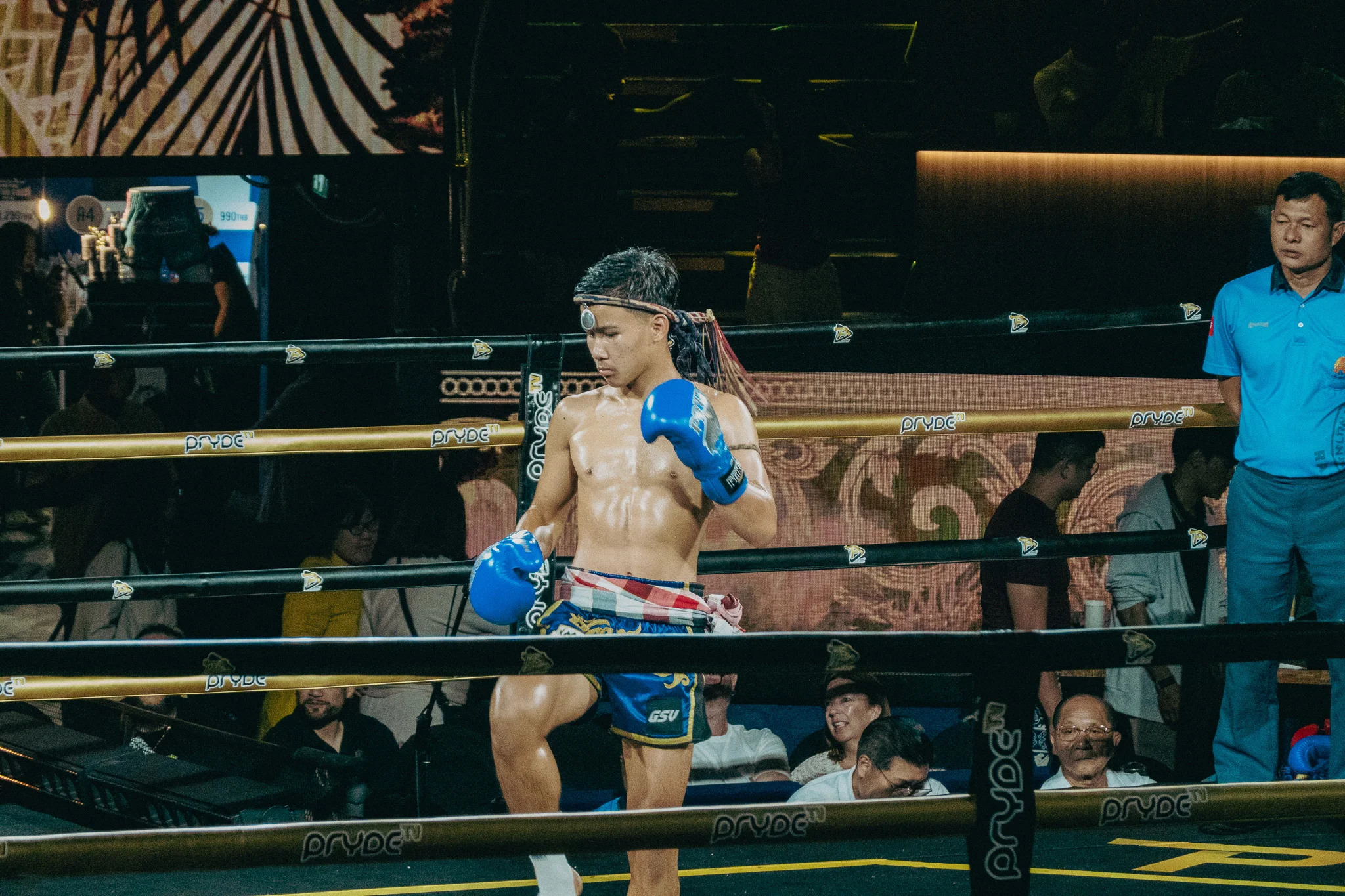 Muay Thai Fighter performing a dance before a fight