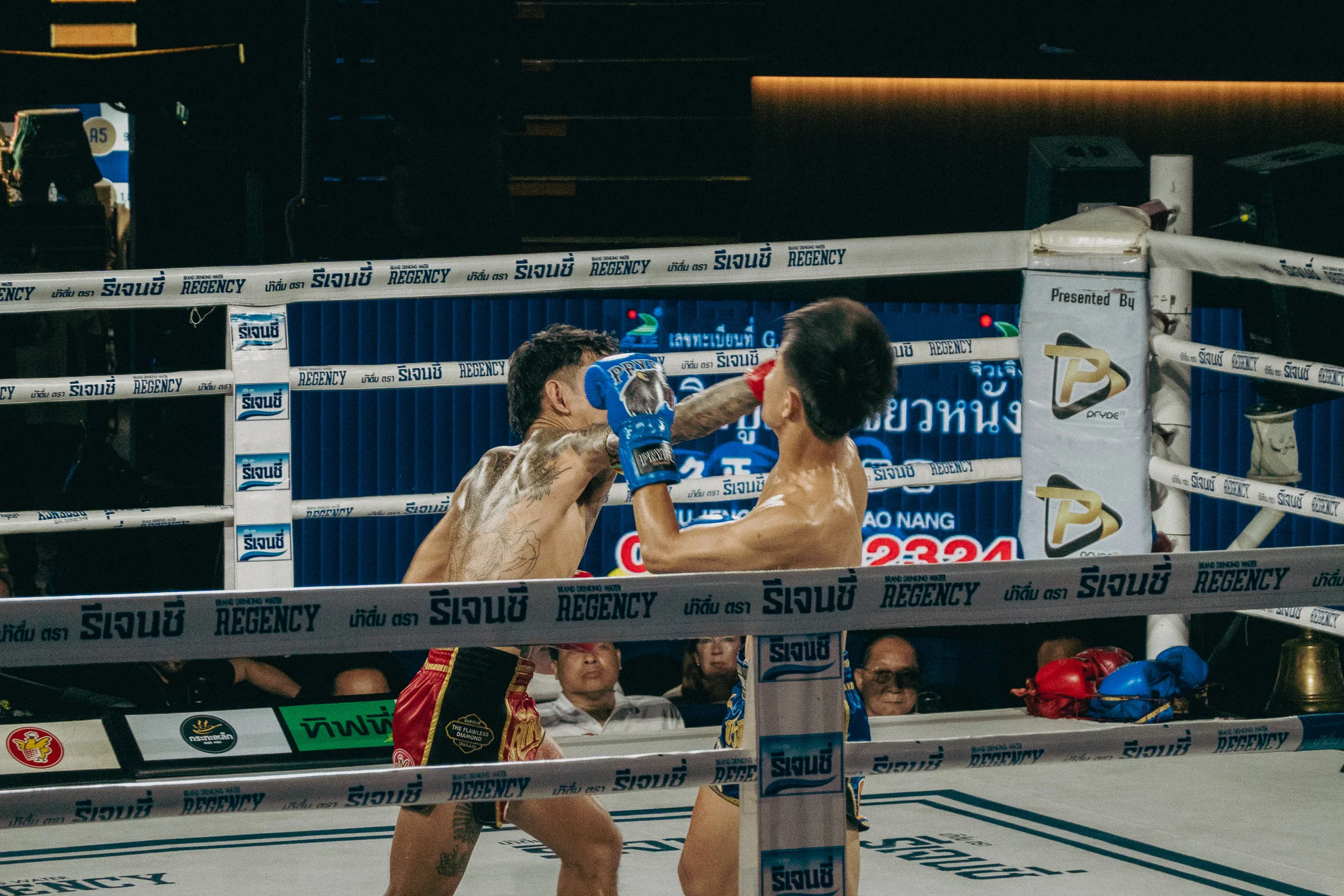 Muay Thai Fighters in combat in the ring