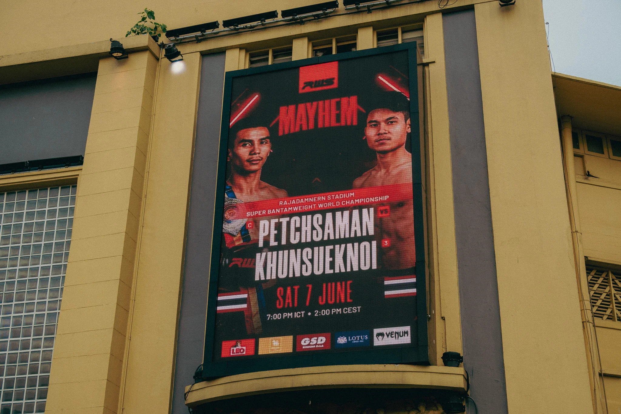 Muay Thai fight matchup card