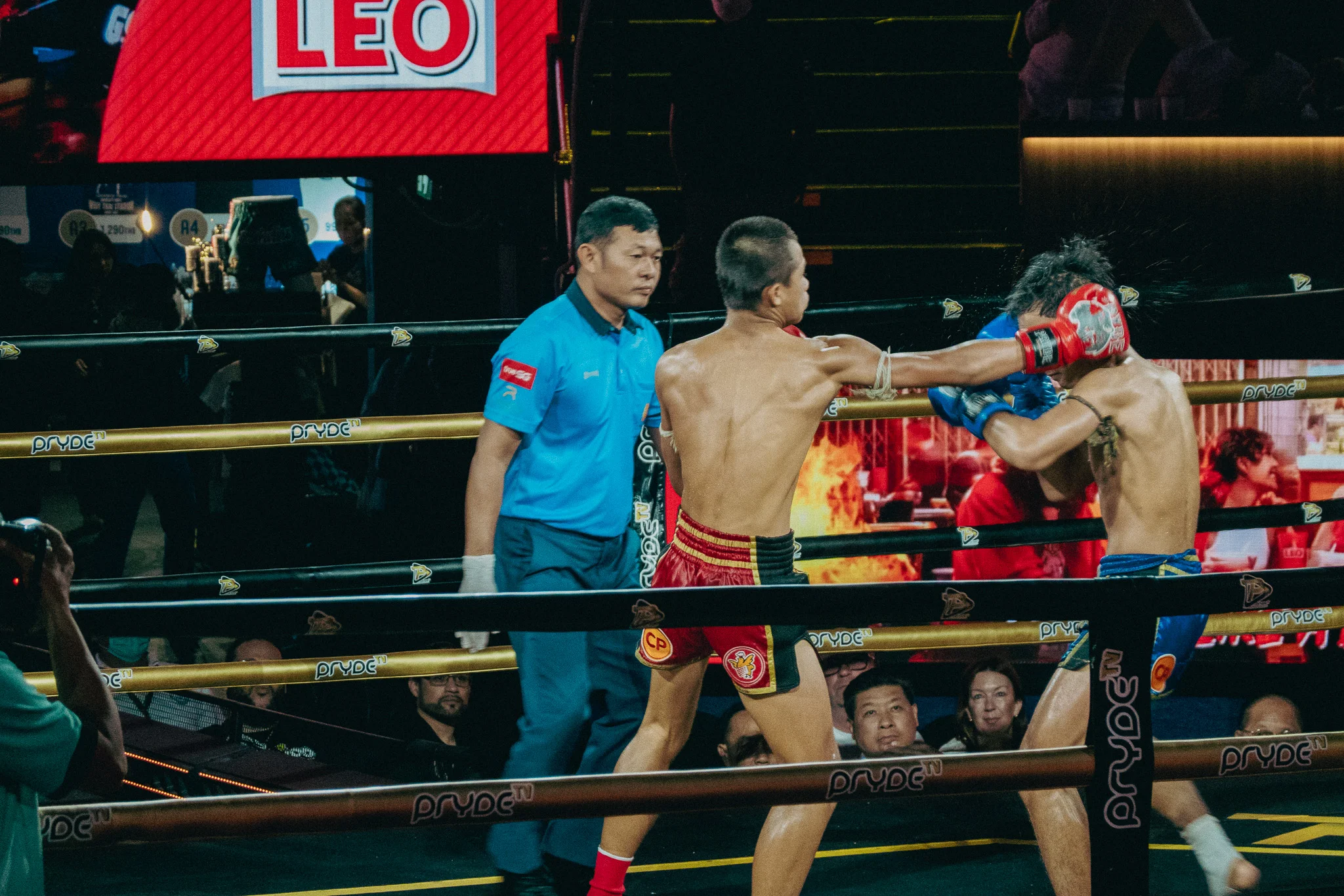 Muay Thai Fighters in combat in the ring