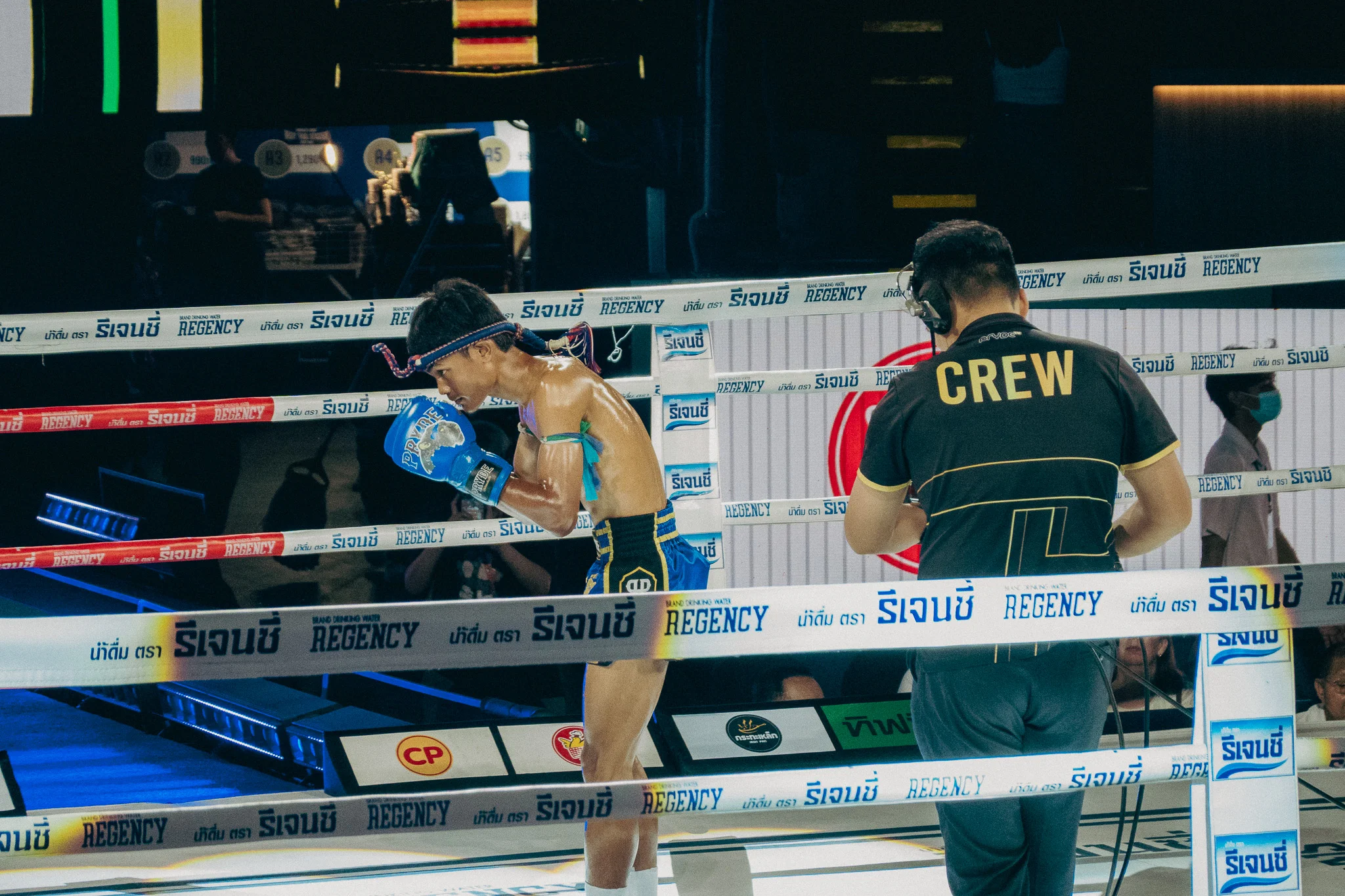 Muay Thai fighter bowing before a fight
