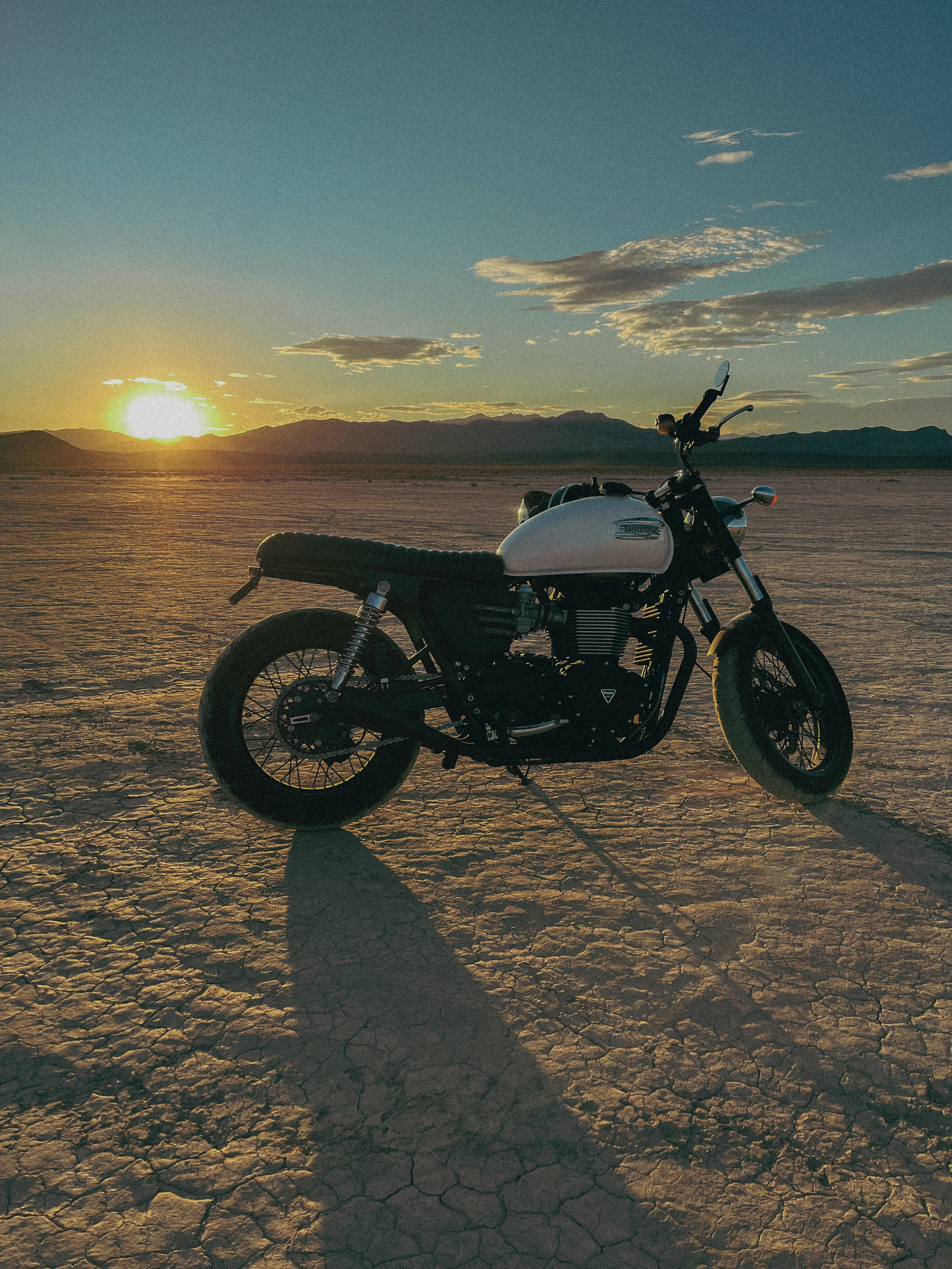 Sunset motorcycle cruise to Jean Dry Lake bed south of Las Vegas