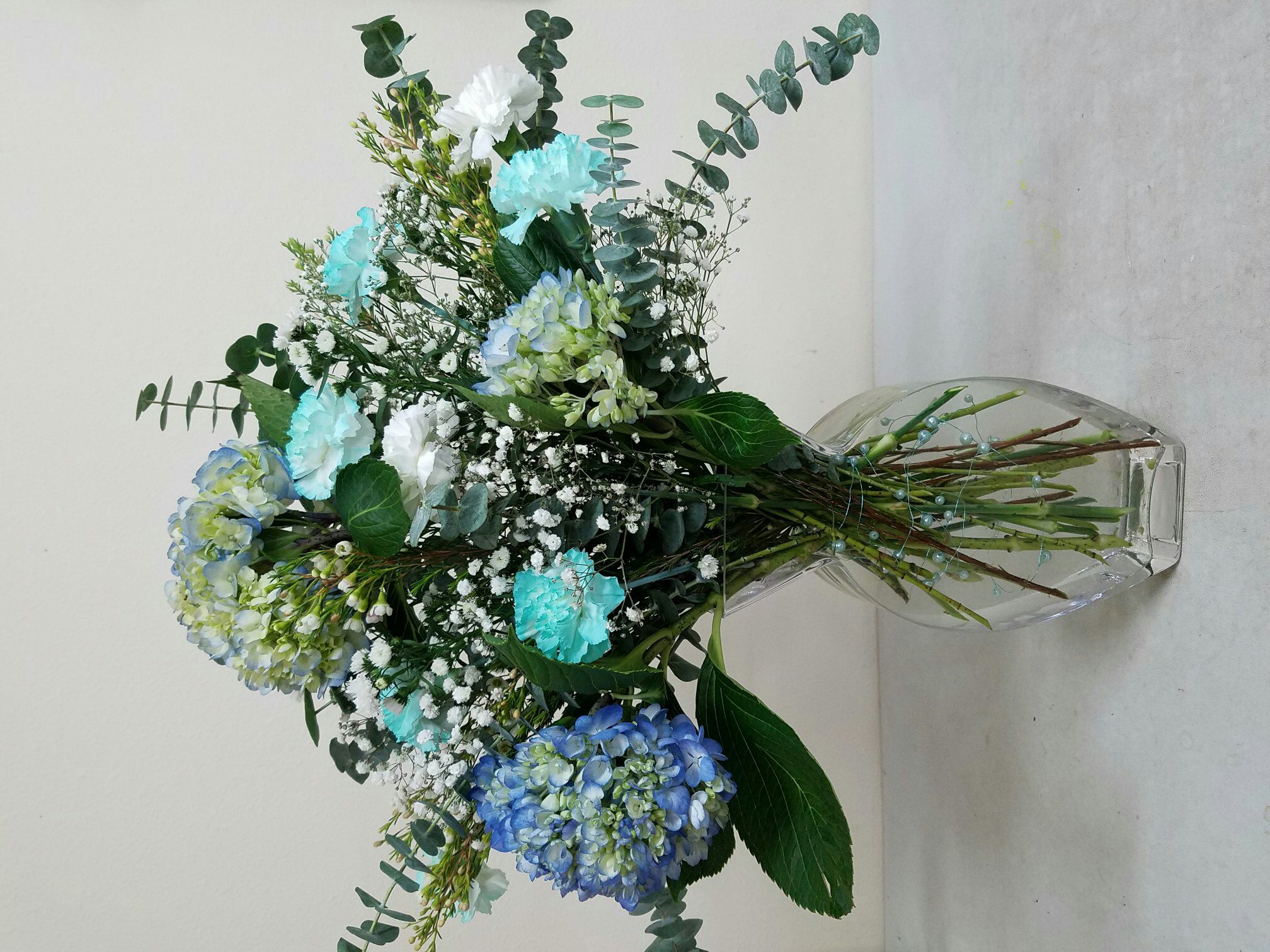 Blue Hydrangea arrangement