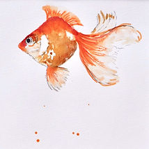 en suspens, peinture de poisson à l'encre