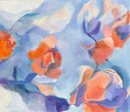 Le chant des roses, peinture, contemporaine abstraite florale d’Astrid Link, acrylique sur toile