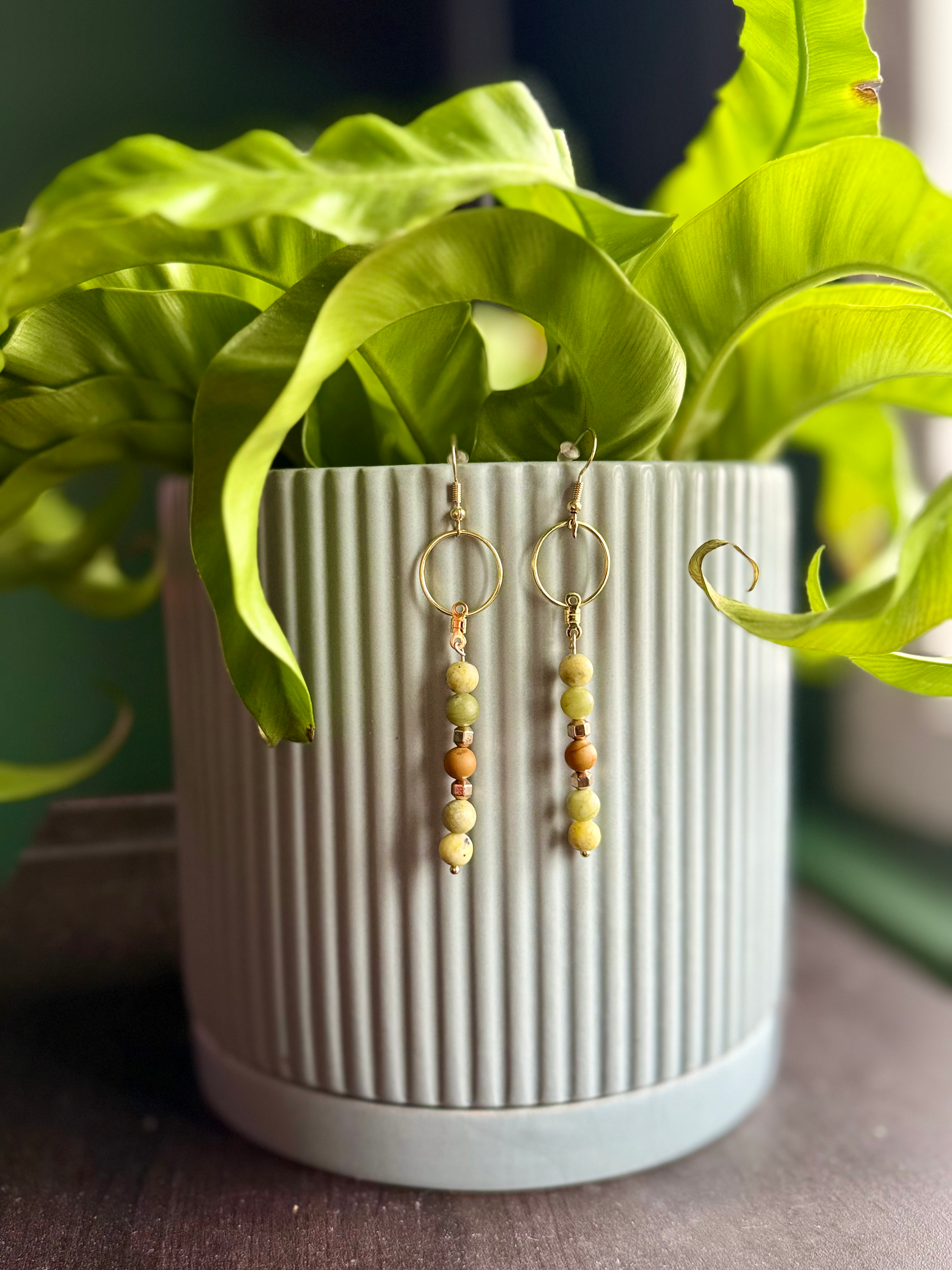 Green& earth tone earrings