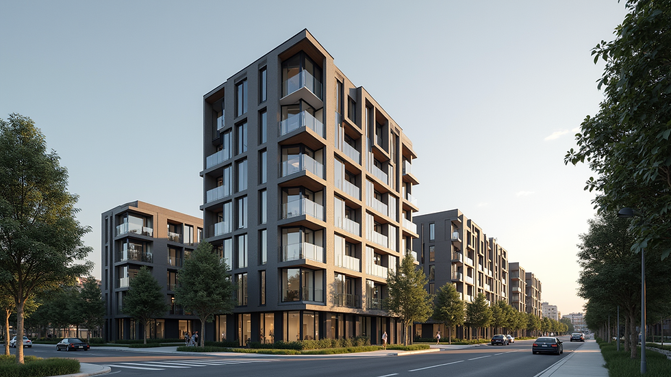 Eye-level view of a modern residential building in Newmarket