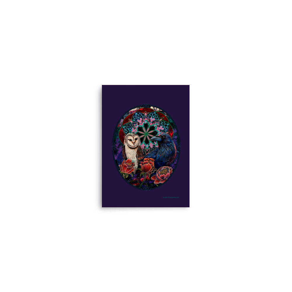 Owl And Raven Night Garden Print