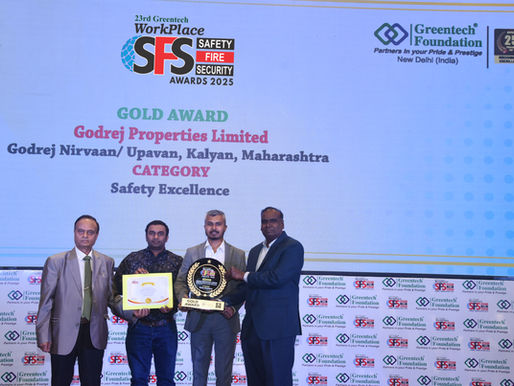 GODREJ PROPERTIES LIMITED, Godrej Nirvaan/ Upavan, Kalyan, Maharashtra for winning the Safety Excellence Award at the 23rd Greentech Workplace Fire Safety & Security Awards 2025!